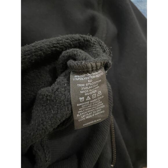 WSLY Eco Fleece Ribbed Bodice Crew Neck Sweatshirt Medium Black Crop Athleisure - Picture 11 of 13